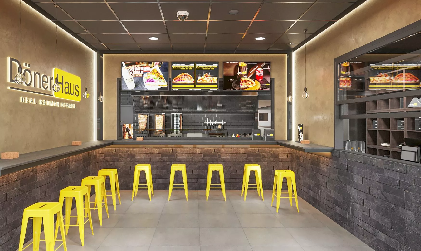 Standing service interior, not a dining room